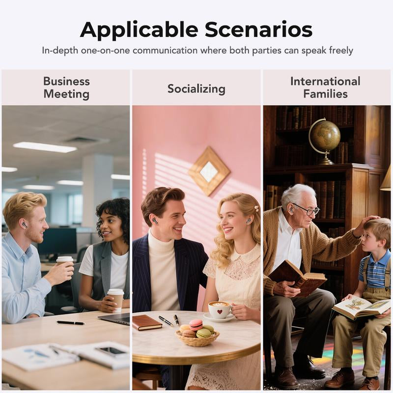 HTC NE40 AI Headset Translates 134 Languages Wireless Earbuds with App-Assisted Two-Way Translation, Noise Cancelling, Clear Calls, Smart Screen Case, Bluetooth 5.4, Perfect for Travel & Daily Use