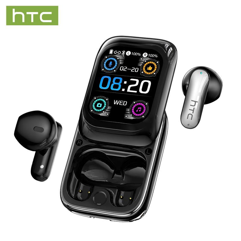HTC NE48 Translation Headset, Multifunctional Earbuds, Features LED Screen, BT 6.0 Connectivity, Supports 134 Languages, IPX5 Water Resistance, Designed for Sports, Suitable for Music Playback and Calls, Includes Built-In Microphone