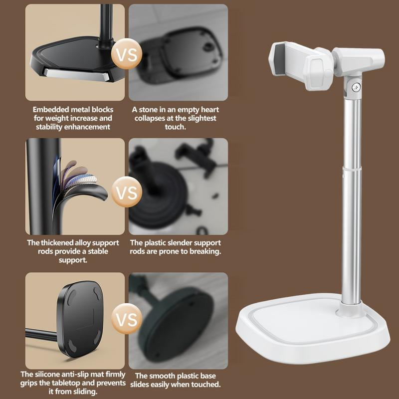 Adjustable Iphone Holder for Desk, Phone Mount for Iphone 17-11, Ideal for Live Streaming, Video Calls & Online Learning, Height Stand for All Phones