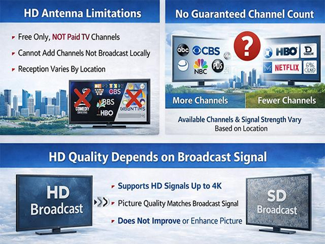 Digital HDTV Antenna Long Range Amplified Indoor TV Antenna with Signal Booster for Free Local Channels Support 1080P 4K Broadcasts Signal Reception May Vary by Area & Strength