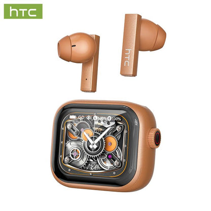 HTC NE40 AI Headset Translates 134 Languages Wireless Earbuds with App-Assisted Two-Way Translation, Noise Cancelling, Clear Calls, Smart Screen Case, Bluetooth 5.4, Perfect for Travel & Daily Use