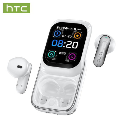 HTC NE48 Translation Headset, Multifunctional Earbuds, Features LED Screen, BT 6.0 Connectivity, Supports 134 Languages, IPX5 Water Resistance, Designed for Sports, Suitable for Music Playback and Calls, Includes Built-In Microphone
