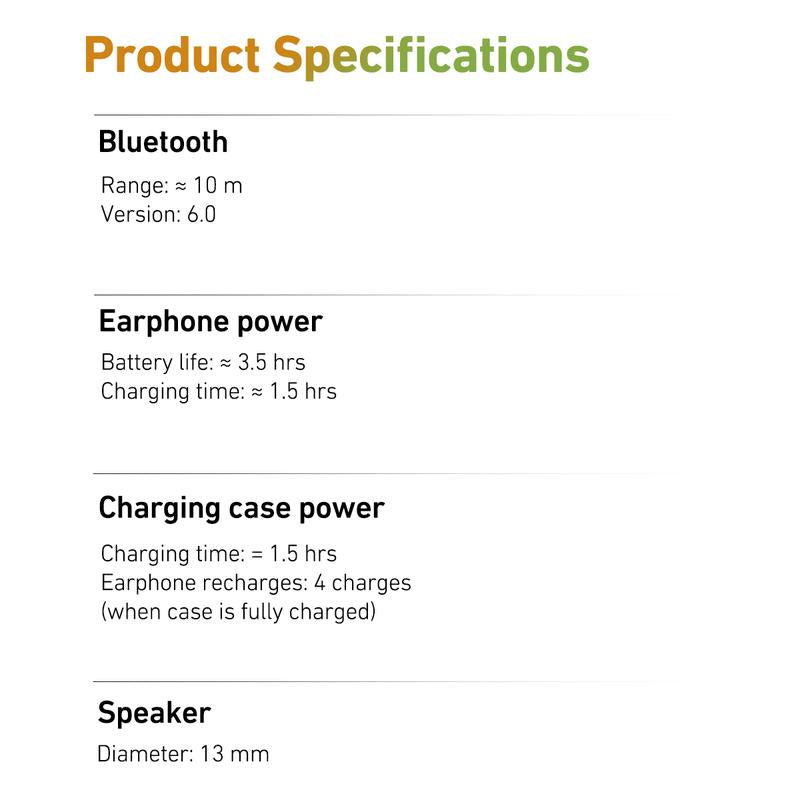 HTC NE48 Translation Headset, Multifunctional Earbuds, Features LED Screen, BT 6.0 Connectivity, Supports 134 Languages, IPX5 Water Resistance, Designed for Sports, Suitable for Music Playback and Calls, Includes Built-In Microphone