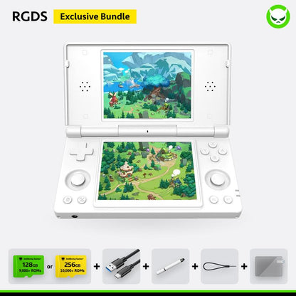 Anbernic RG Ds【Buy 1 Get 1 Capacitive Stylus + 1 Lanyard + 2 Screen Protectors + 1 Charging Cable + 1 Roms Card】Dual Screens 4-Inch IPS 640*480 Android 14 RK3568 Quad-Core 64-Bit 4000Mah Six-Axis Gyroscope Sensor Ready to Play